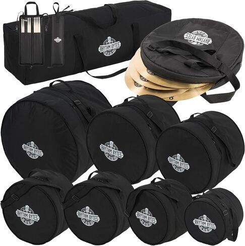 Drum Bags Set, 9-pcs Drum cases Include 10" Tom Bag, 12" Tom Bag, 13" Tom Bag, 16" Tom Bag, 14" snare drum bag, 22" Bass drum case, Large drum hardware bag, Cymbal Bag & Drum stick bag in Kuwait