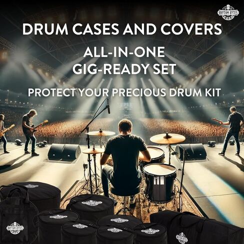 Drum Bags Set, 9-pcs Drum cases Include 10" Tom Bag, 12" Tom Bag, 13" Tom Bag, 16" Tom Bag, 14" snare drum bag, 22" Bass drum case, Large drum hardware bag, Cymbal Bag & Drum stick bag in Kuwait