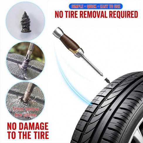 NORSHIRE Tire Repair Nail,Self-Tapping Screw,Tire Repair Kits,Tire Screw Plug,Tire Repair Rubber Nail,Tire Fix,Suitable for car, Motorcycle, ATV, Jeep, Truck, Tractor tire Puncture Repair in Kuwait
