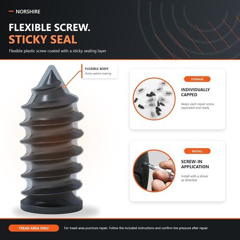 NORSHIRE Tire Repair Nail,Self-Tapping Screw,Tire Repair Kits,Tire Screw Plug,Tire Repair Rubber Nail,Tire Fix,Suitable for car, Motorcycle, ATV, Jeep, Truck, Tractor tire Puncture Repair in Kuwait