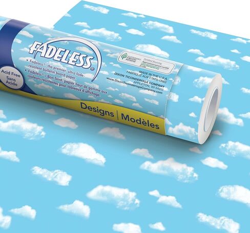 Fadeless Bulletin Board Paper, Fade-Resistant Paper for Classroom Decor, 48" x 50’, Lite Blue, 1 Roll in Kuwait