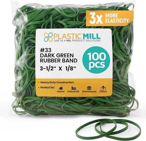 PlasticMill White Rubber Bands Size 33 (3 1/2" x 1/8") - #33 Rubber Bands Office Supplies - Strong, Elastic Bands for Crafts, Balloon Garland, Cash, File Folders (100-Pack) in Kuwait