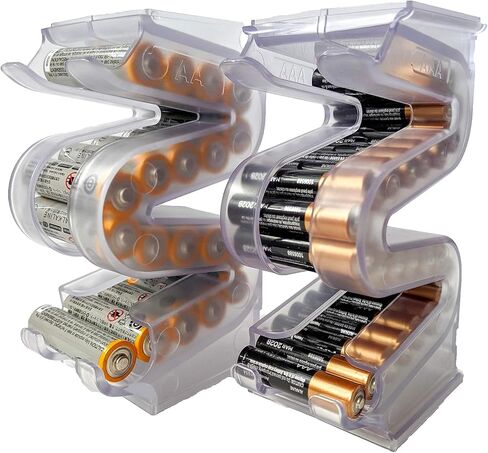 Battery Ladder (TM) Clear 9V Battery Holder/Storage - Vertical Organizer Case That Holds 10 Batteries - Stackable, Expandable and Wall Mountable in Kuwait