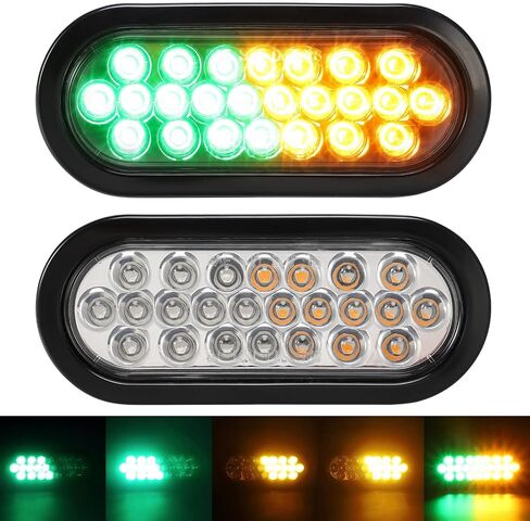 Partsam 2 قطعة 6.5 بوصة بيضاوية كهرمانية/أضواء ستروب بيضاء 24LED مجوفة مع أنماط فلاش رباعية لمصابيح مقطورة سحب الشاحنات، الحلقات المطاطية وأسلاك التوصيل المصنوعة ذات 3 شقوق متضمنة، 10 فولت - 30 فولت in Kuwait
