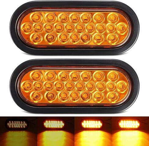 Partsam 2 قطعة 6.5 بوصة بيضاوية كهرمانية/أضواء ستروب بيضاء 24LED مجوفة مع أنماط فلاش رباعية لمصابيح مقطورة سحب الشاحنات، الحلقات المطاطية وأسلاك التوصيل المصنوعة ذات 3 شقوق متضمنة، 10 فولت - 30 فولت in Kuwait
