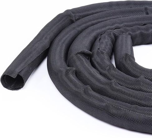 Self-Closing Split Braided Cable Organizer,Curly Cord Protector for Car High Temp Harness Sleeve/Computer Desk Audio Wire Covers (White 1/2"-22ft) in Kuwait