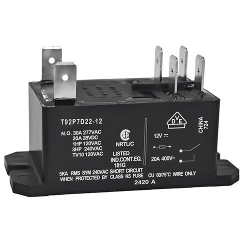 T92P7D22-12 مرحل الطاقة 6-1393211-9-12VDC، 30A للأغراض العامة PCB عالي الطاقة، مرحل تثبيت اللوحة، DPST-NO in Kuwait