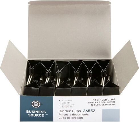 Business Source Fold-Back Binder Clips, Black, Large (36552) in Kuwait