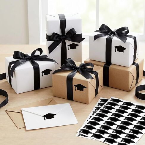 Whaline 600pcs Graduation Cap Stickers Black Graduation Hat Sealing Labels Grad Party Favor Labels Self-Adhesive Grad Cap Stickers for College High School Graduation Party Chocolate Envelopes Decor in Kuwait