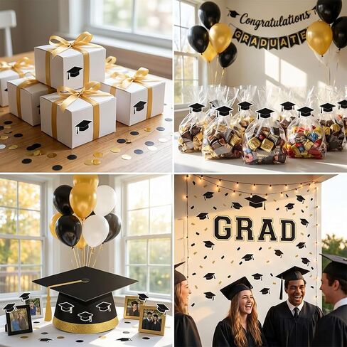 Whaline 600pcs Graduation Cap Stickers Black Graduation Hat Sealing Labels Grad Party Favor Labels Self-Adhesive Grad Cap Stickers for College High School Graduation Party Chocolate Envelopes Decor in Kuwait