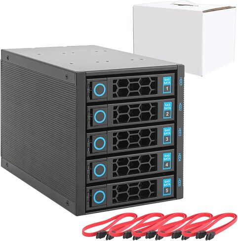 RackChoice Internal Hard Drive Enclosure 5x2.5"/3.5" SATA/SAS Hard Drive Backplane 6 Gbps HDD hotswap in 3xExternal 5.25" Bay Compatible with All Rack Types in Kuwait