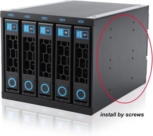 RackChoice Internal Hard Drive Enclosure 5x2.5"/3.5" SATA/SAS Hard Drive Backplane 6 Gbps HDD hotswap in 3xExternal 5.25" Bay Compatible with All Rack Types in Kuwait