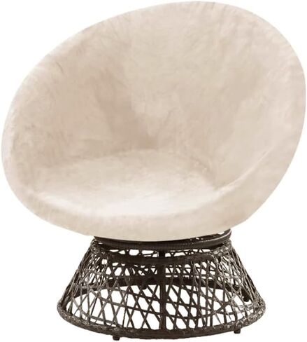 Velvet Round Saucer Chair Cover High Stretch Moon Chair Slipcover, Removable Barrel Chair Cushion Cover Saucer Chair Furniture Protector for Living Room, Medium, Brown (Cover Only) in Kuwait