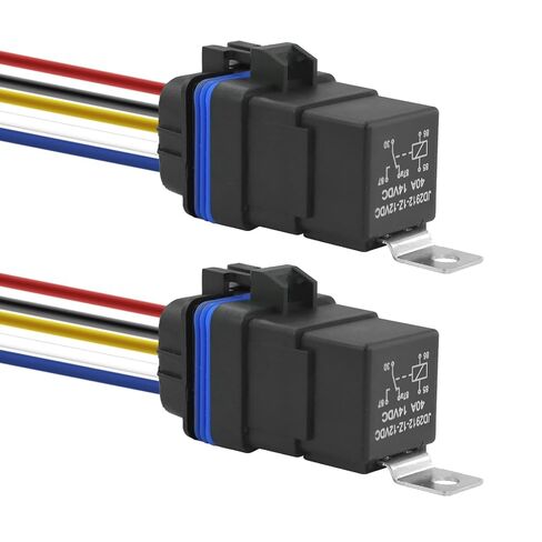2 حزمة مرحل مقاوم للماء ومجموعة تسخير 40A 14V DC، 5 Pin SPDT Car Relay مع أسلاك نحاسية شديدة التحمل 14 AWG in Kuwait