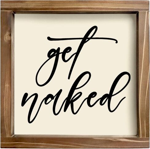 Kas Home Bathroom Decor Rustic Wood Funny Bathroom Wall Decor - Funny Bathroom Signs Apartment Decor for Toilet Bathroom Restroom Wall Hanging Plaque (7" x 7", White-AS) in Kuwait