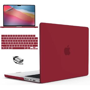 IBENZER Case for MacBook Pro 14 Inch 2026 2025 2024 2023 2022 M5 M4 M3 M2 M1 A3434 A3112 A3185 A3401 A2918 A2992 A2779 A2442 Pro/Max,Hardshell& KeyboardCover & ScreenFilm&Type-C,Wine Red,T14WR+2TC in Kuwait
