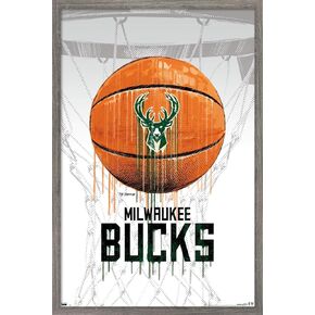 Trends International NBA Milwaukee Bucks - ملصق حائط بالتنقيط 20، 22.375 بوصة × 34 بوصة، إصدار غير مؤطر in Kuwait
