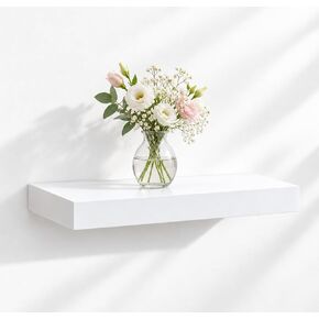 WELLAND 9 1/4 inch White Mission Floating Shelves for Wall, Bathroom Wall Mount Shelves, Wood Modern Display Shelves, Book shelves,for Bedroom,Living Room and Kitchen in Kuwait