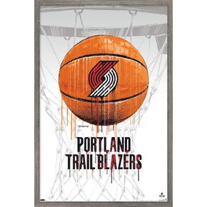 Trends International NBA Portland Trail Blazers - Drip Basketball 21 Wall Poster, 14.725" x 22.375", Barnwood Framed Version in Kuwait