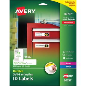 ملصقات تعريف مقاومة للماء ذاتية التصفيح بدرجة احترافية من Avery، 3-1/2 بوصة × 1-1/32 بوصة، 50 عبوة (00753) in Kuwait
