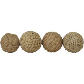 Deco 79 Jute Handmade Orbs & Vase Filler with Varying Designs, Set of 4 4"W, 4"H, Brown in Kuwait