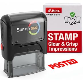 Imprint 360 AS-IMP1034 - Posted, Heavy Duty Commerical Quality Self-Inking Rubber Stamp, Red Ink, 9/16" x 1-1/2" Impression Size, Laser Engraved for Clean, Precise Imprints in Kuwait