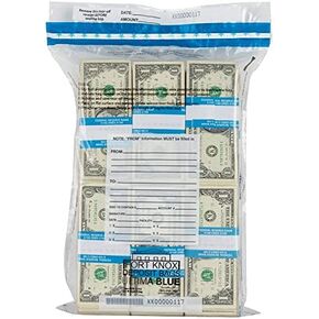 BankSupplies Ultima Blue Dual Pocket Clear Deposit Bags | 12W x 16H | Pack of 100 | Transit, Transfer, Valuables | Tamper Evident Tape | Captive Flap Closure | Security Deposit Bag in Kuwait