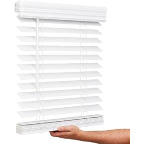 Lotus & Windoware Cordless, 2 Inch Faux Wood Blind, 31" Wide x 72" Long, Window Blinds, Blinds & Shades, Blinds for Indoor Windows, Embossed, Bright White in Kuwait