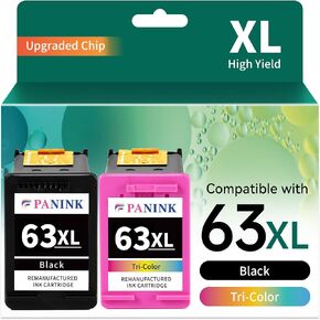Remanufactured Ink Cartridges Replacement for HP Printer Ink 63 XL HP 63 Ink HP63 63XL Ink Cartridges Black Color Combo Pack for 3830 4650 5200 5255 4520 4512 1112 2132 3630 3632 Printer in Kuwait