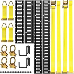 Trekassy E Track Tie-Down Rail Kit 5ft + 2ft, Heavy Duty Etrack Rails with 10 E-Track Accessories for Enclosed Trailers, Pickups, Trucks- 18 Pieces in Kuwait