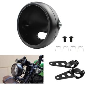 Motorcycle Headlight Housing 5.75 Inch Bracket Bucket Headlamp Shell Cover 5-3/4 Headlight Mount Brakcet for Harley Kawasaki Honda Yamaha Suzuki Chopper Black in Kuwait
