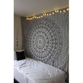 Popular Handicrafts Wall Hanging Tapestry for Bedroom Hippie Mandala Bohemian Tapestry Floral Design Indian Magical Thinking Tapestries Dorm Decor 84 x 90 Inches (215cm x 230cm) Rose Gold in Kuwait