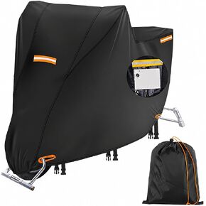 Large Motorcycle Cover with Lock Holes,420D Universal Powersports Vehicle Covers,Sun,Waterproof Outdoor Protection,with License Plate Window, 4 Reflective Strips,Storage Bag(XXXXL 106" x 37" x 55") in Kuwait