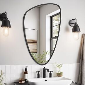 WallBeyond Asymmetrical Mirror, Irregular Mirror Full Length, Boho Wall Mirrors Decorative for Bedroom Living Room Entryway Hall, Mid Century Modern Decor 48" H x 22" W in Kuwait