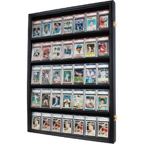 Pro UV 35 Graded Sports Card Display Case - Holds 5.5" Graded Sport Cards with UV Protection Clear View Lockable Wall Cabinet for Baseball Football Basketball Hockey Comic Trading Card Black in Kuwait