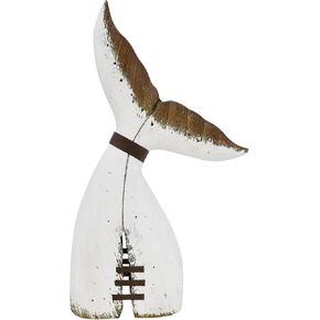 Rustic Wood Whale Tail Decor Tabletop Nautical Decor, Wooden Whale Tail Nautical Decoration Beach Themed Decoration Coastal Decor Whale Tail Decoration for Home Mediterranean Decor (13.6" H) in Kuwait