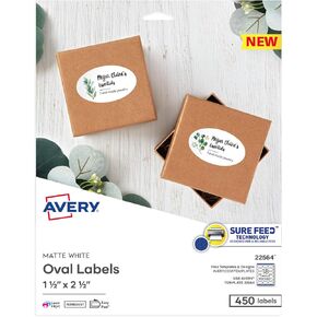 Avery Printable Blank Oval Labels, 1.5" x 2.5", Matte White, 450 Customizable Labels (22564) in Kuwait
