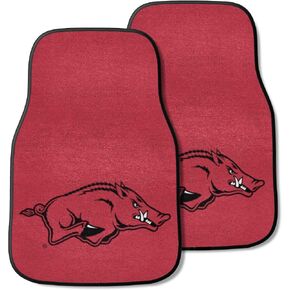 FANMATS 5420 Arkansas Razorbacks Front 2-Piece Team Logo Carpet Car Mat Set, Front Row Automotive Floor Mats, Non-Slip Backing, Team Colors in Kuwait