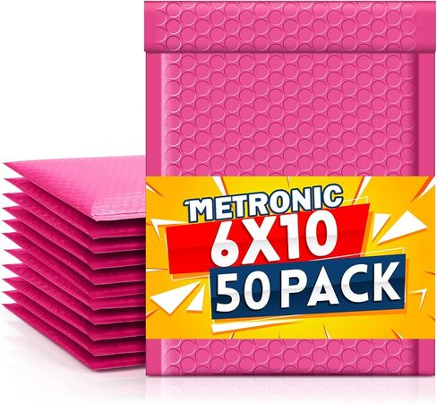 Metronic فقاعات بريدية صغيرة 4x8 "260 حزمة مغلفات بريدية فقاعية ذاتية الغلق مظاريف مبطنة سميكة رسائل بريدية مبطنة باللون الوردي للأعمال الصغيرة حجم قابل للاستخدام 4x7" in Kuwait