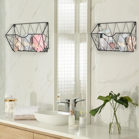 3 Tier Wall File Holder Organizer, Hanging File Organizer, Magazine Rack, Wall Mount Paper Folder ​Holder, ​with 5 Key Holder Hooks,Metal, Black in Kuwait