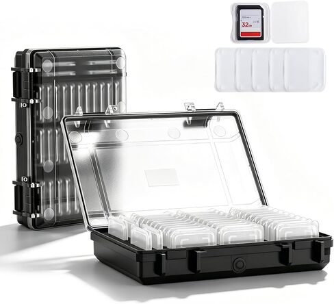 36 Slots Memory Card Case & 36 Transparent Card Cases, Light Gray Camera Memory Card Holder Storage with Individual Plastic Card Holder Case for SD Card, Camer Card Organizer for SD Card in Kuwait