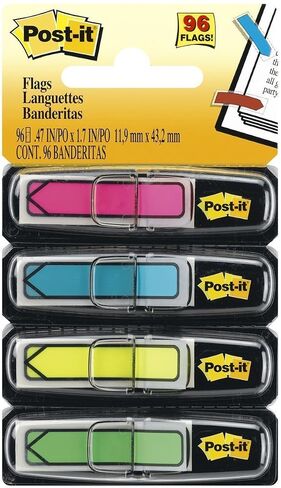 أعلام أسهم Post-it، ألوان زاهية متنوعة، عرض 1/2 بوصة، 24/موزع، 4 موزعات/عبوة، 6 عبوات in Kuwait