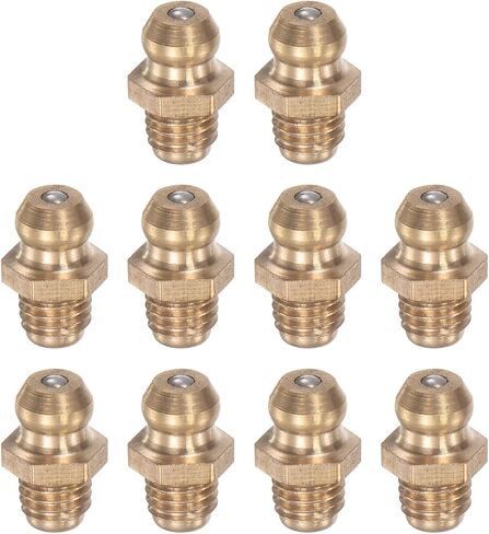 مجموعة تركيبات الشحوم المستقيمة من النحاس من uxcell 5/16"-24 خيط عرض 10 مم ملحقات تركيب الشحوم الهيدروليكية، 10 قطع in Kuwait