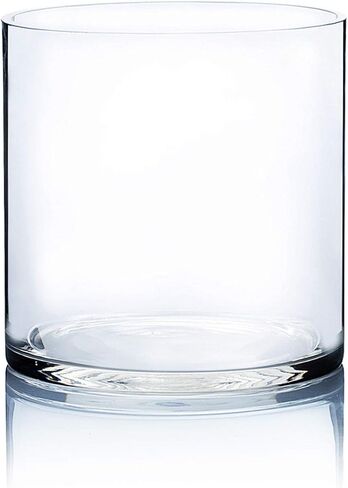 WGV Cylinder Vase, Width 8", Height 12", Clear Wide Large Diameter Flower Glassware, Floral Container, Planter Terrarium for Wedding Party Event, Home Accent Decor, 1 Piece in Kuwait