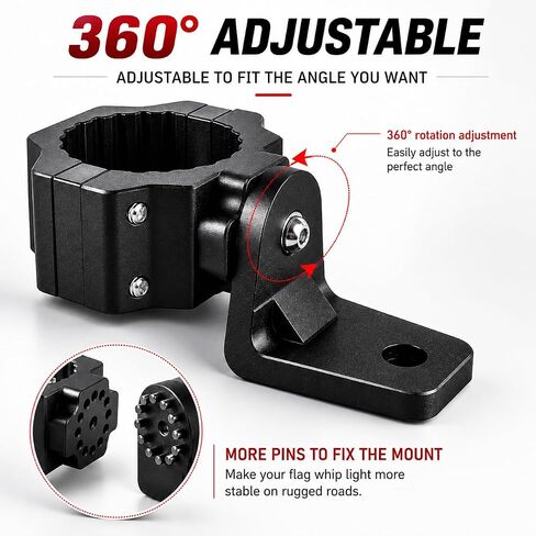 2 قطعة حامل علم UTV / حامل سوط UTV لقفص لفة 1.75 بوصة و2 بوصة متوافق مع Can Am X3 Polaris RZR 900 1000 XP Pro Turbo Can Am Maverick Commander SXS (شديد التحمل 360 درجة قابل للتعديل، ألومنيوم) in Kuwait