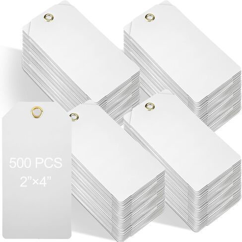 Thyle 500 Pcs Waterproof Plastic Tags Plastic Labeling Tags Shipping Label Tags with Reinforced Metal Holes Tear Resistant 15 Mil Blank Tags for Name Price Luggage Clothing Bag (Green,2 x 4) in Kuwait