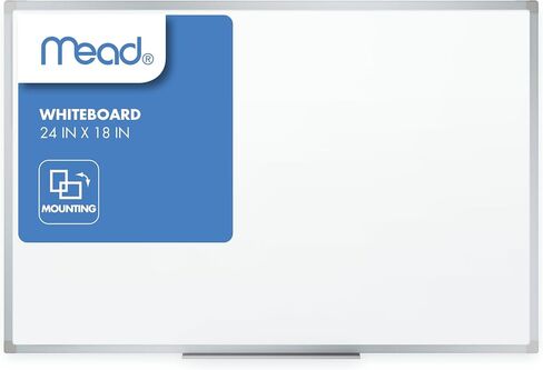 Mead Dry Erase Board, Whiteboard / White Board, 24" x 18", Silver Aluminum Frame (85355) in Kuwait