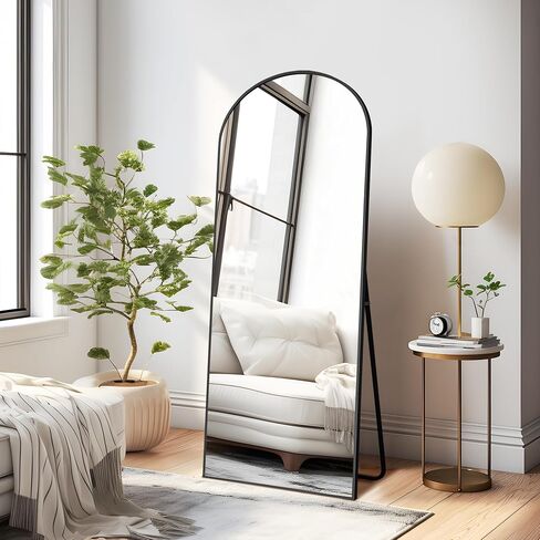 NicBex Arched Full Length Mirror with Stand, 57"x20" Aluminum Alloy Frame Floor Mirror, Black - Free Standing, Leaning Against Wall or Wall-Mounted, for Bedroom Living Room Dressing Room in Kuwait
