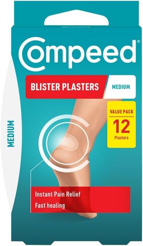Compeed Medium Size Blister Plasters, 12 Hydrocolloid Plasters, Foot Treatment, Heal Fast, 100% Plastic Free Carton Pack,12 Count (Pack of 1) in Kuwait