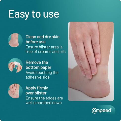 Compeed Medium Size Blister Plasters, 12 Hydrocolloid Plasters, Foot Treatment, Heal Fast, 100% Plastic Free Carton Pack,12 Count (Pack of 1) in Kuwait